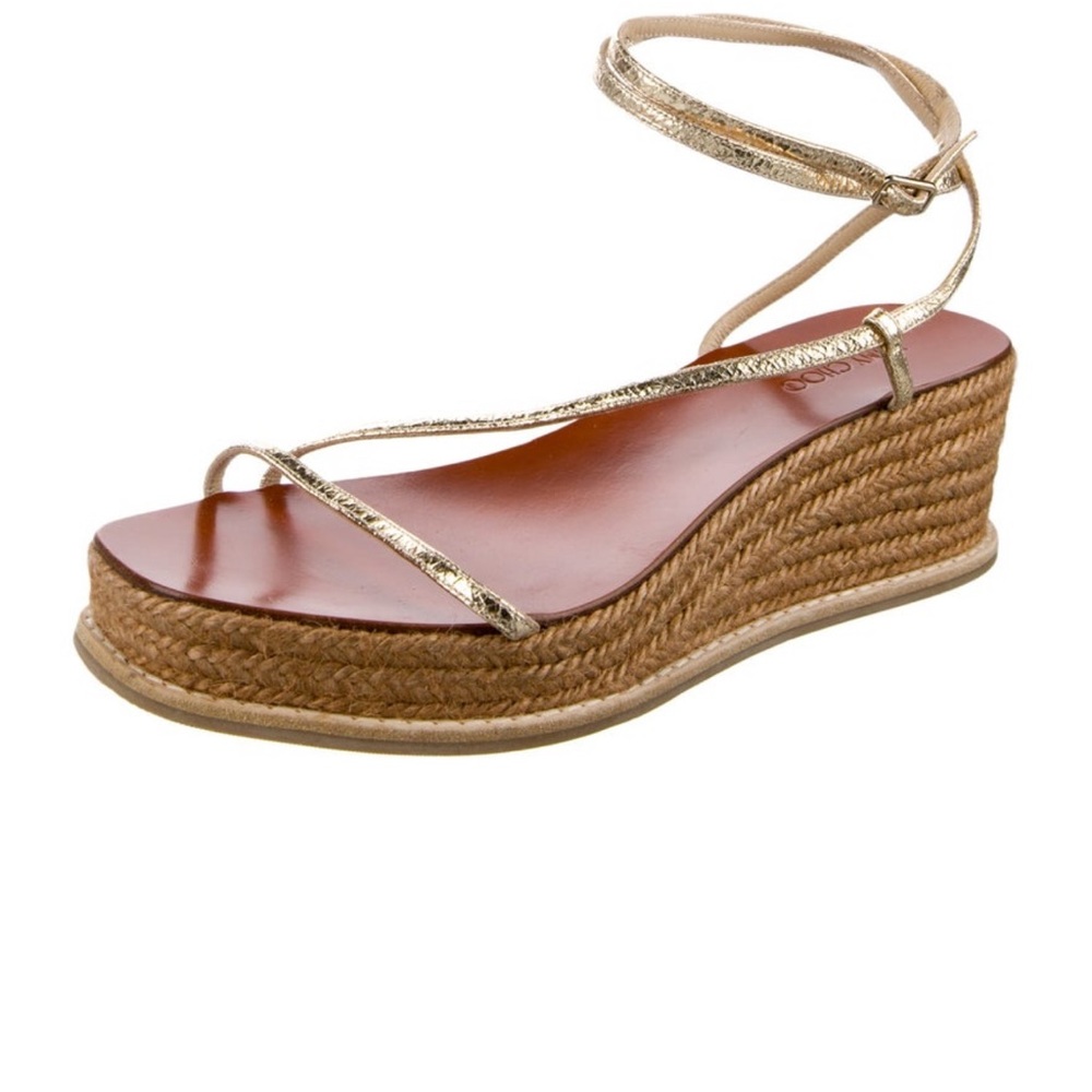 Jimmy Choo Gold Espadrille Wedges size 40